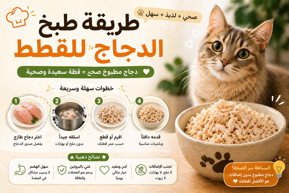 طريقة طبخ الدجاج للقطط 
