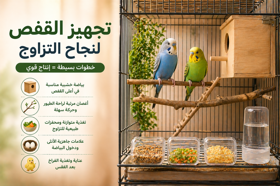تجهيز القفص لنجاح التزاوج بين الطيور