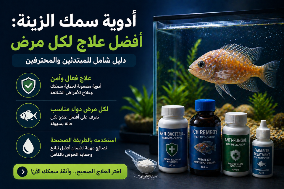 أدوية سمك الزينة: أفضل علاج لكل مرض (دليل شامل للمبتدئين والمحترفين)