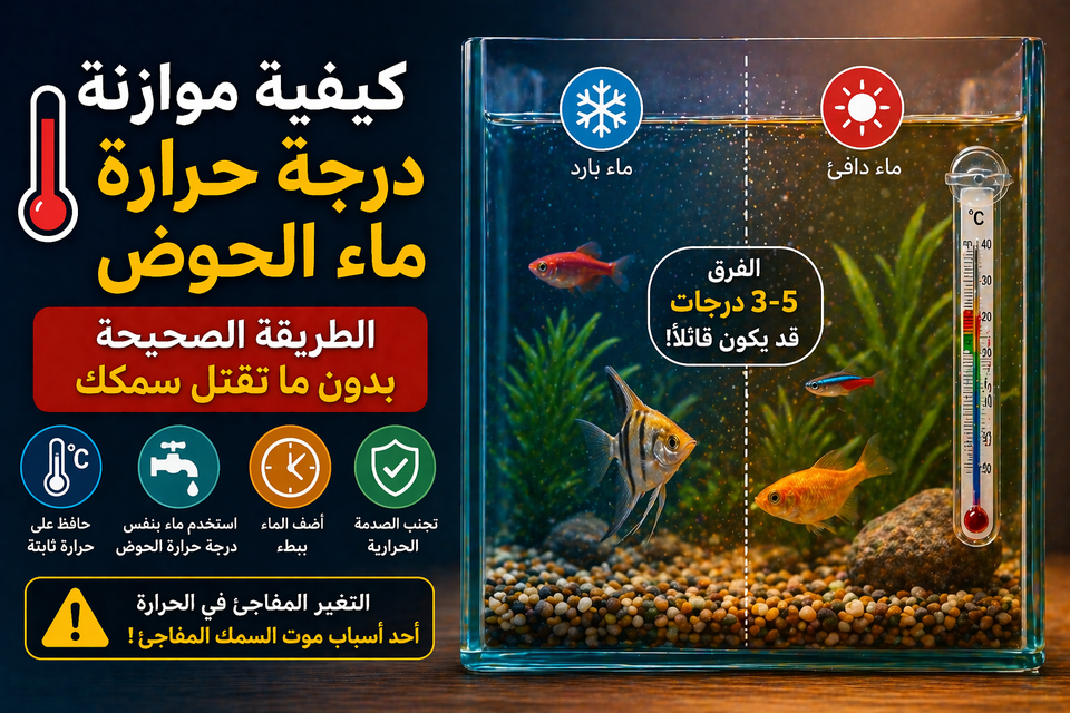 كيفية موازنة درجة حرارة ماء الحوض: الطريقة الصحيحة بدون ما تقتل سمكك