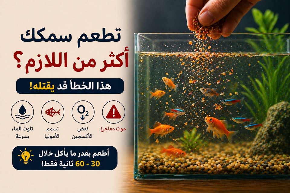 كم مرة يجب إطعام سمك الزينة؟ الدليل الصحيح حسب النوع (بدون ما تقتل سمكك)