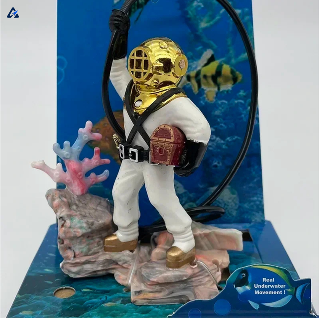 Air-Powered Diver Aquarium Ornament – Animated Treasure Hunter Fish Tank Decoration