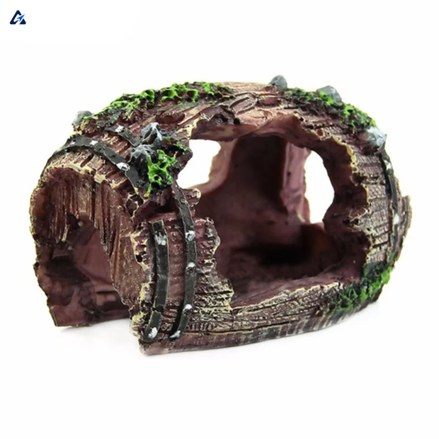 Resin Aquarium Barrel Cave Ornament – Fish Tank Decoration & Hideout