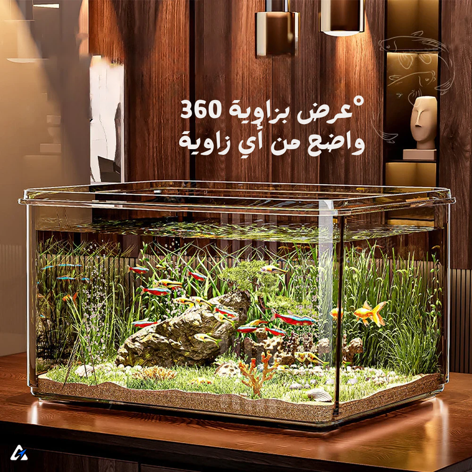 حوض سمك مكتبي مستطيل شفاف – حوض بلاستيكي للمكتب والمنزل
