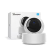 Two white Sonoff HD Wi-Fi security cameras with a clear background