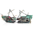 Two model ships on a white background