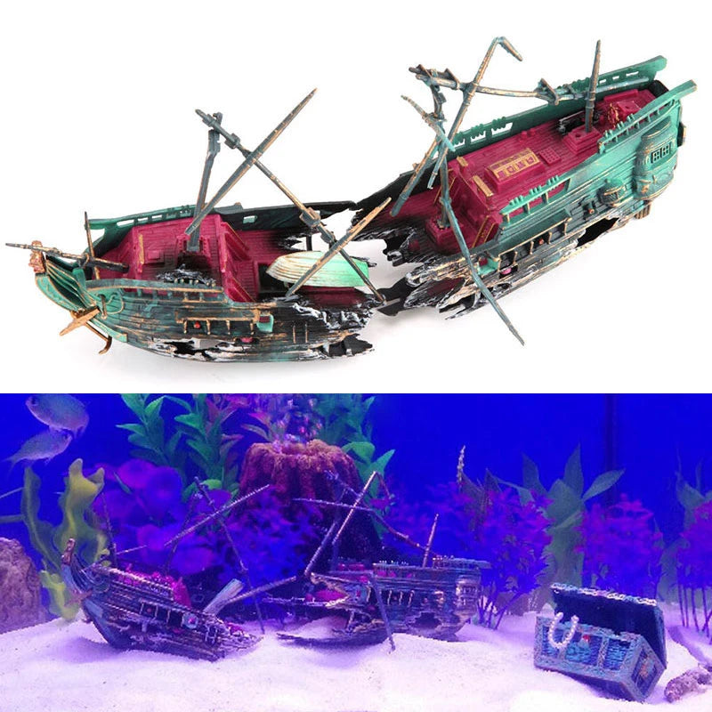 Pirate ship model for aquarium with underwater scene