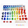 Educational toy with numbers, shapes, and animals for children, featuring the brand 'Kidsbele'.