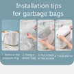 Step-by-step guide on how to install garbage bags with text overlay.