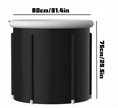 Black stool with measurements on a white background