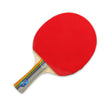 Red ping pong paddle with a white background
