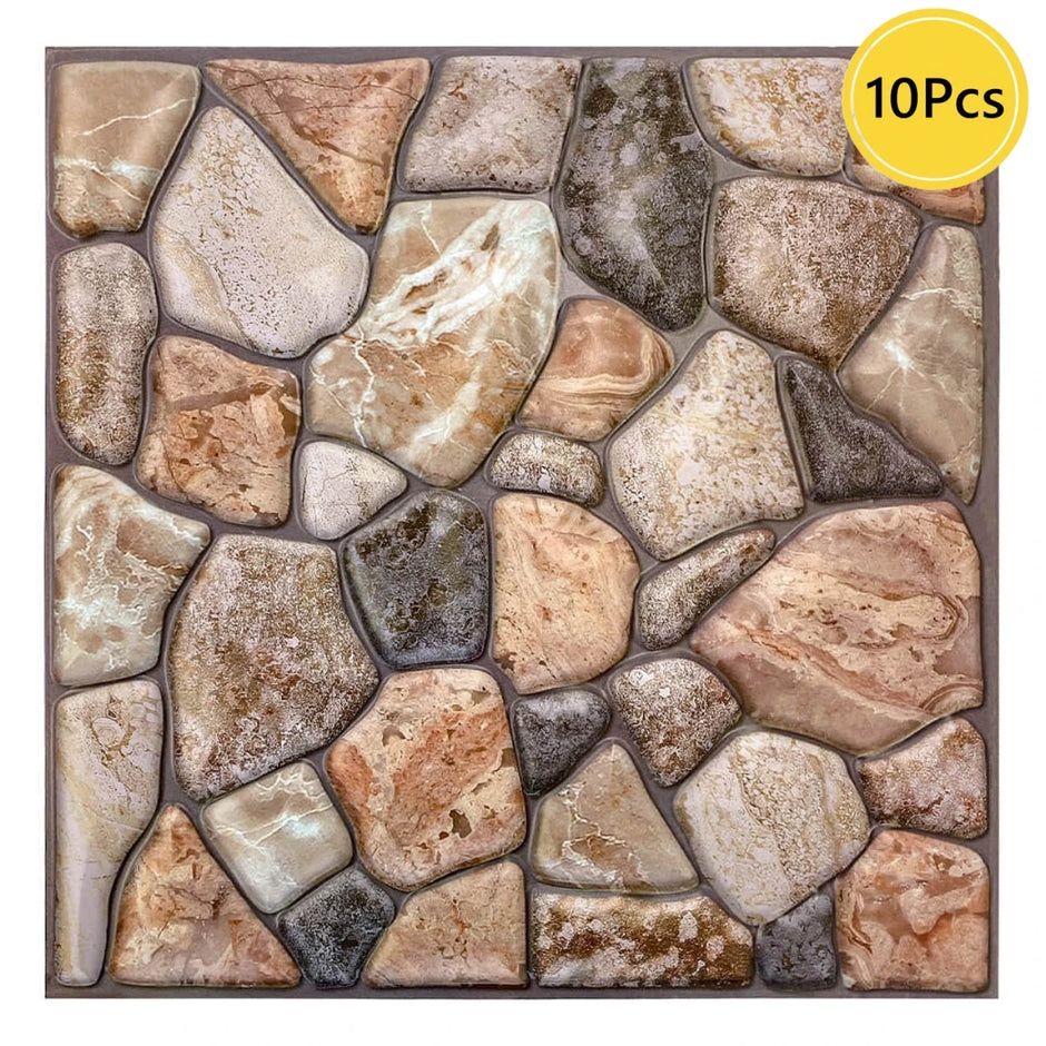 Pack of 10 stone mosaic tiles with a natural stone pattern