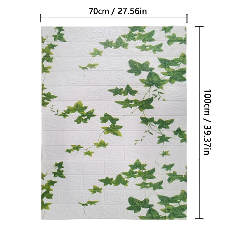 Green leaf patterned paper with dimensions indicated