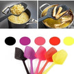 Multicolored kitchen ladles used for cooking with images of pasta and frying food.