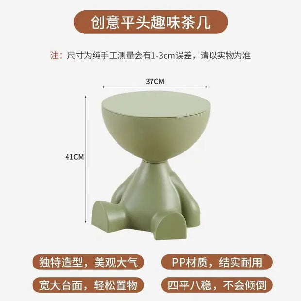 Cute Cartoon Side Table – Minimalist Plastic Sofa End Table with Storage | 6 Colors