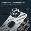 Phone case with labeled components on a dark background