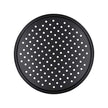 Black pizza pan with holes on a white background