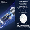 Electric toothbrush motor with text detailing features on a dark blue background