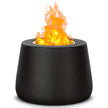 Black container with flames on a white background
