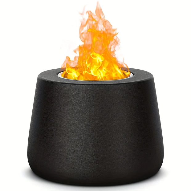 Black container with flames on a white background