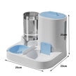 Pet feeder with measurements on a white background