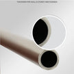 Metallic pipe with a close-up of its thick wall on a light gray background