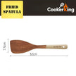 Wooden spatula with measurements and 'CookerKing' branding on a white background