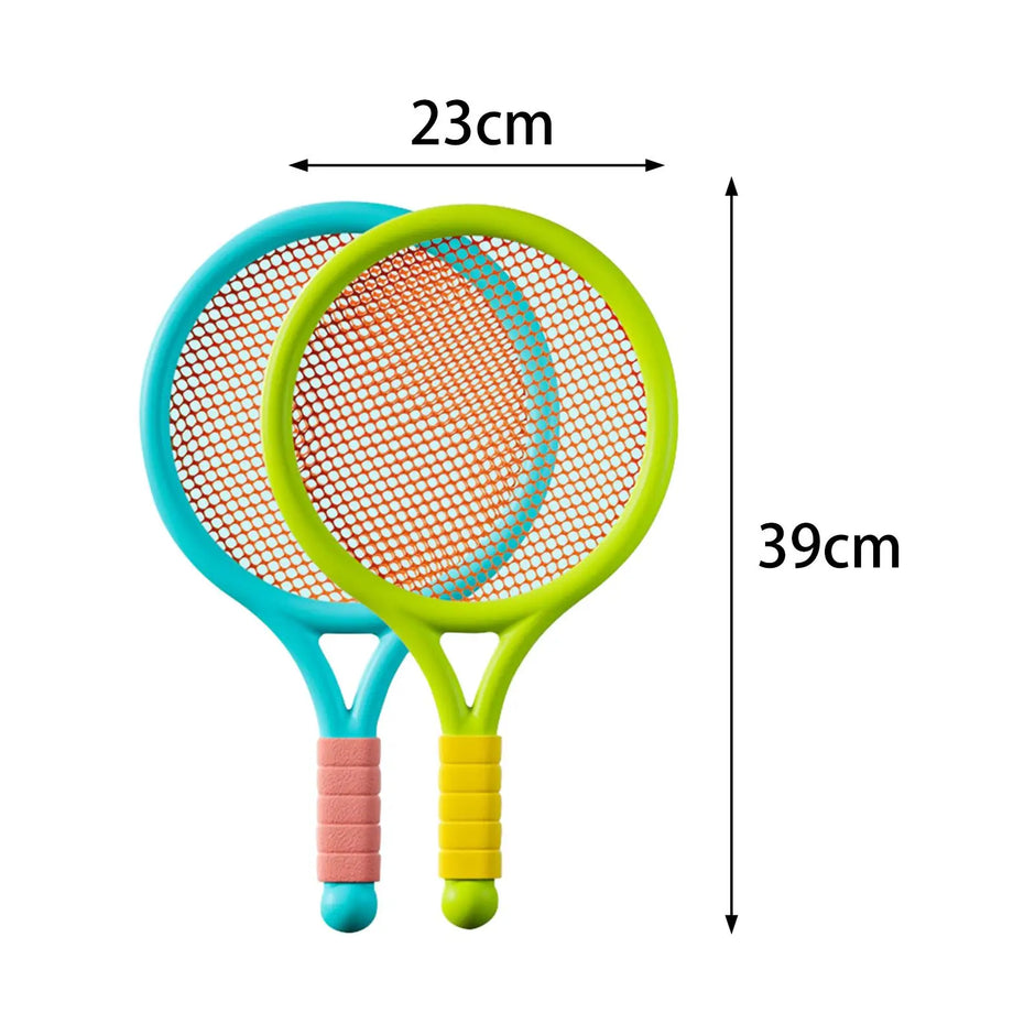 Two colorful bug拍 with dimensions labeled on a white background