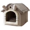 Pet house with a soft interior on a white background