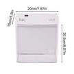 White electronic device with dimensions labeled on a white background