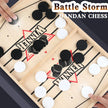 Dandan Chess board game with pieces being moved, featuring the brand 'Battle Storm'.