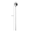 Stainless steel spoon with measurements on a white background