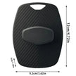 Black car seat cushion with measurements on a white background