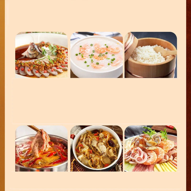 Collage of various Chinese dishes on a beige background