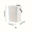 White bucket with dimensions labeled on a white background