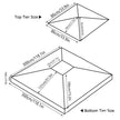 Diagram showing the dimensions of a two-tiered structure with labels for top and bottom tiers.