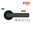 Smart door handle with keypad and Tuya logo on a white background