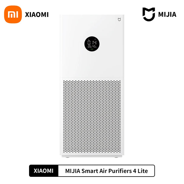 Xiaomi Mijia Smart Air Purifier 4 Lite on a white background with Xiaomi and Mijia logos.