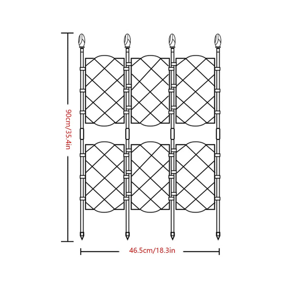 Black and white diagram of a decorative screen with dimensions on a white background
