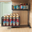 Kraft Heinz products on a kitchen shelf with a wooden cabinet in the background.