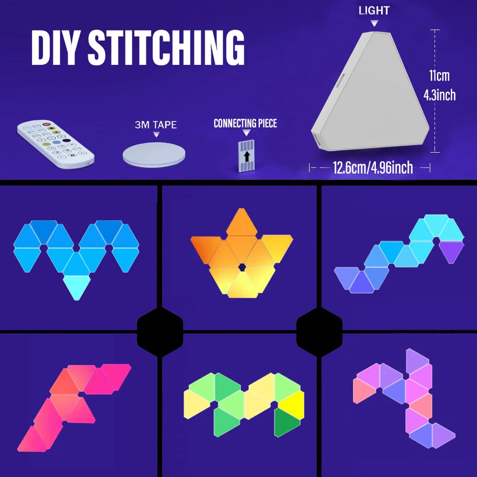 DIY stitching kit with components and examples on a purple background