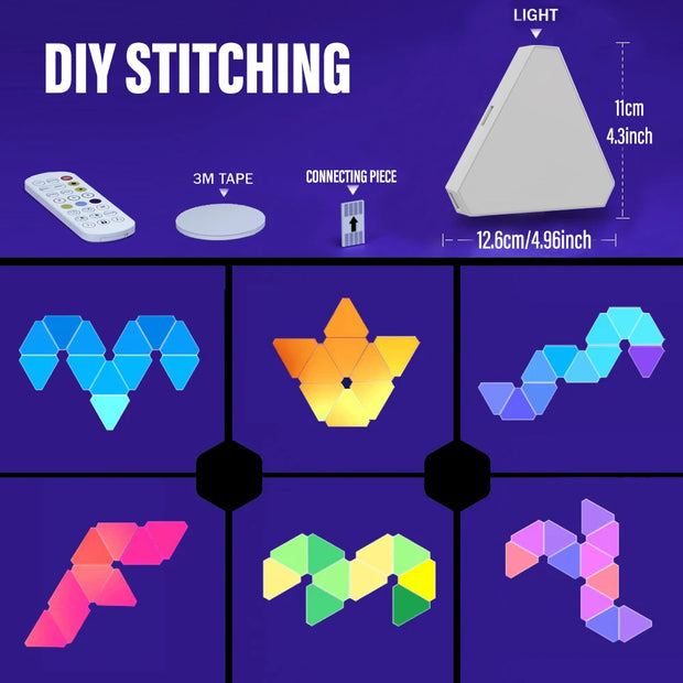 DIY stitching kit with components and examples on a purple background