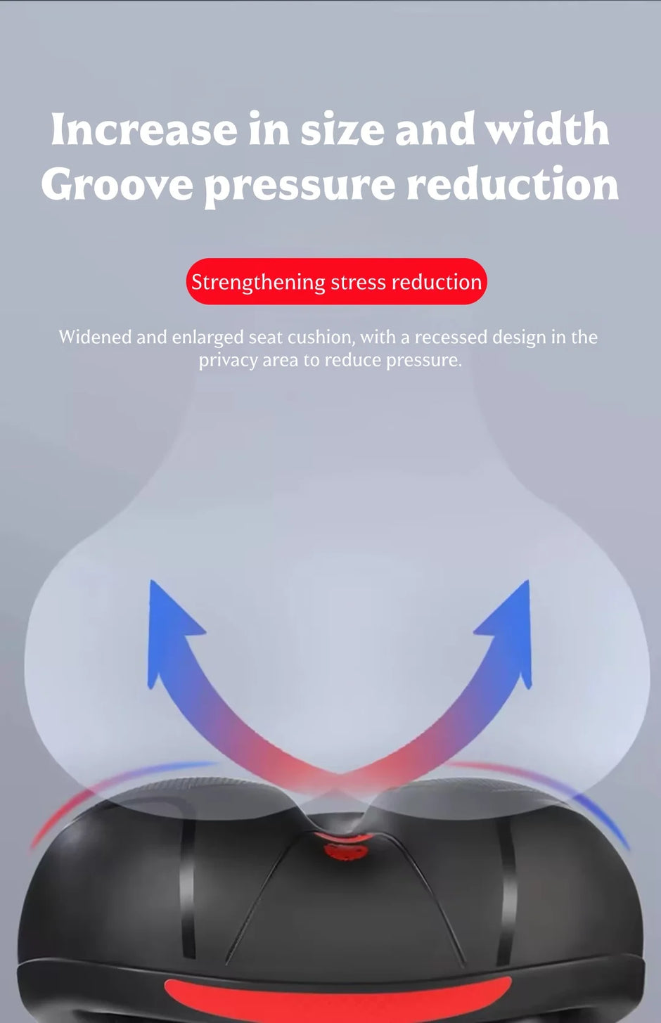 Seat cushion with pressure reduction design on a gray background