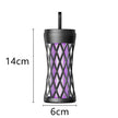 Black insect killer with purple interior, shown with dimensions on a white background