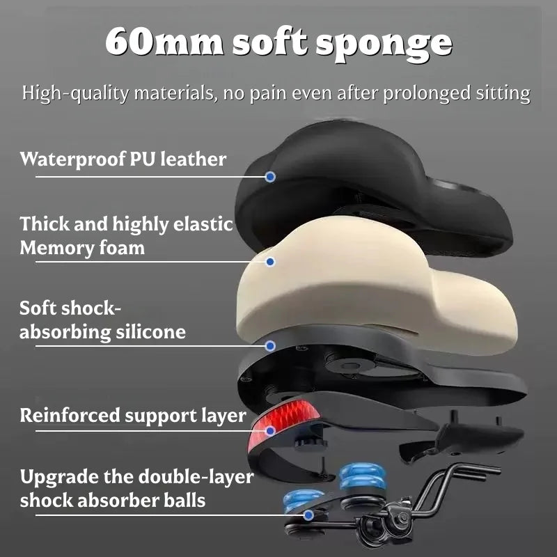 Saddle with labeled features on a gray background