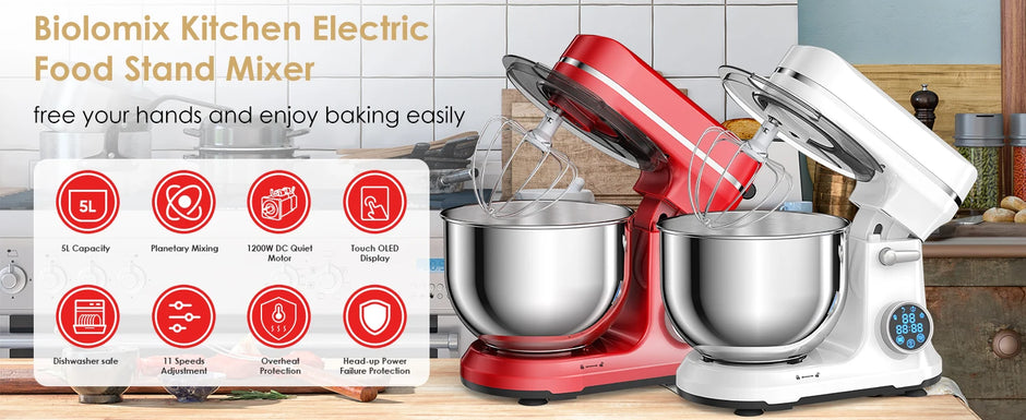 خلاط BioloMix BM-601 – محرك DC 1200 واط، وعاء 6 لتر، 6 سرعات، شاشة LED