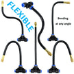 Set of flexible hoses with connectors on a white background