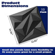 Product dimensions of a 10-pack geometric wall panel with measurements and text on a white background.