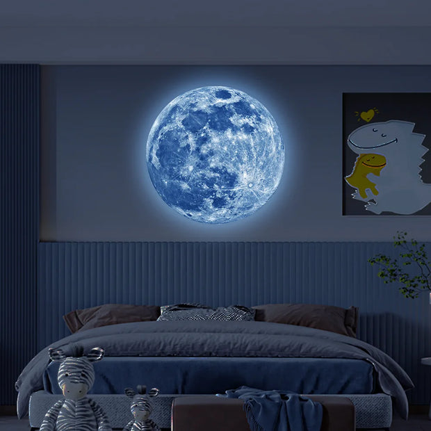 3D Glow in the Dark Moon Wall Stickers - Luminous PVC Decals for Kids Room & Home Decor