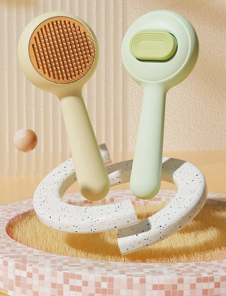 فرشاة تنظيف ذاتية للحيوانات الأليفة – مشط إزالة الشعر بضغطة واحدة للقطط والكلاب | ستانلس ستيل